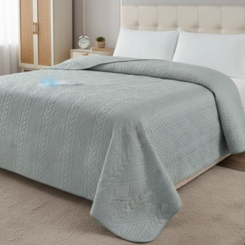 Narzuta 220x240 welurowa srebrna tłoczona gruba NP06